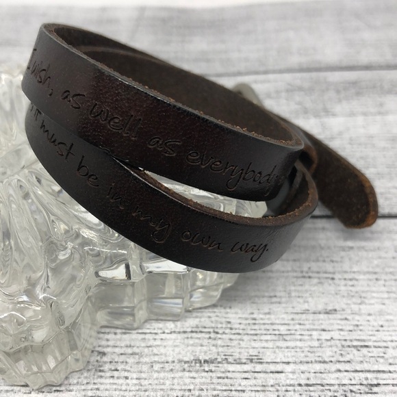 Jane Austin Quote Leather Wrap Bracelet - Picture 1 of 4
